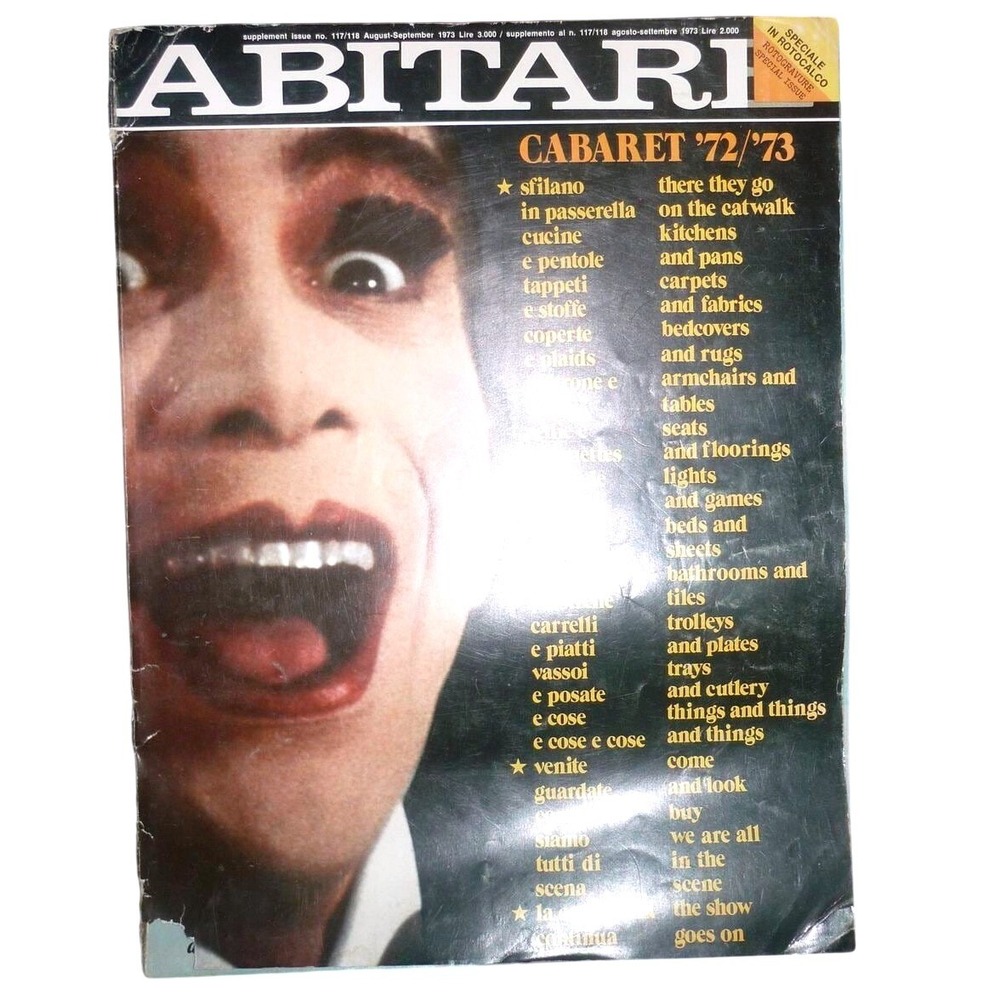 Vintage Abitare Magazine Aug-Sept 1973‎ No 117/118 Cabaret Mario Bellini Alessi